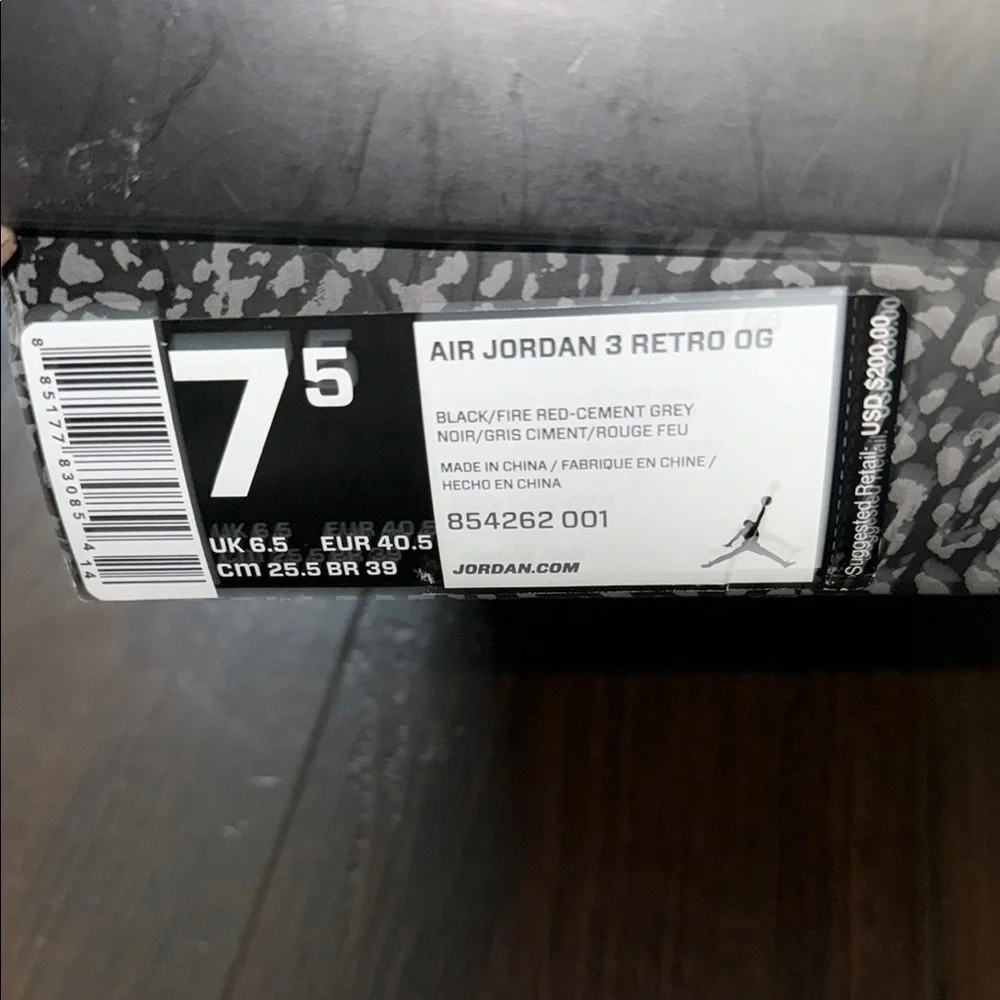 Jordan retro 3 cement
